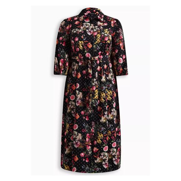 Torrid Black Floral Refined Woven Midi Shirt Dress Sz.4 NWT - Picture 4 of 16